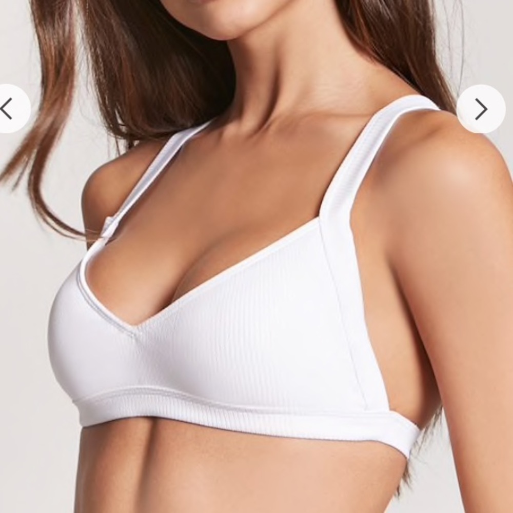 NWT, Forever21 Ribbed Bikini Top in white